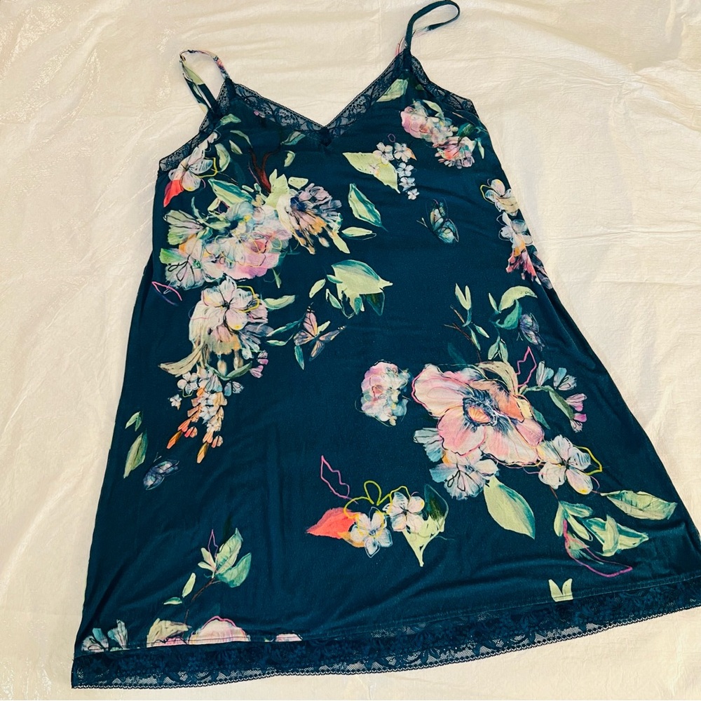 Soma Large Cool Nights Floral Lace Nightie Slip Dress Sexy Comfort Romantic - Picture 3 of 11
